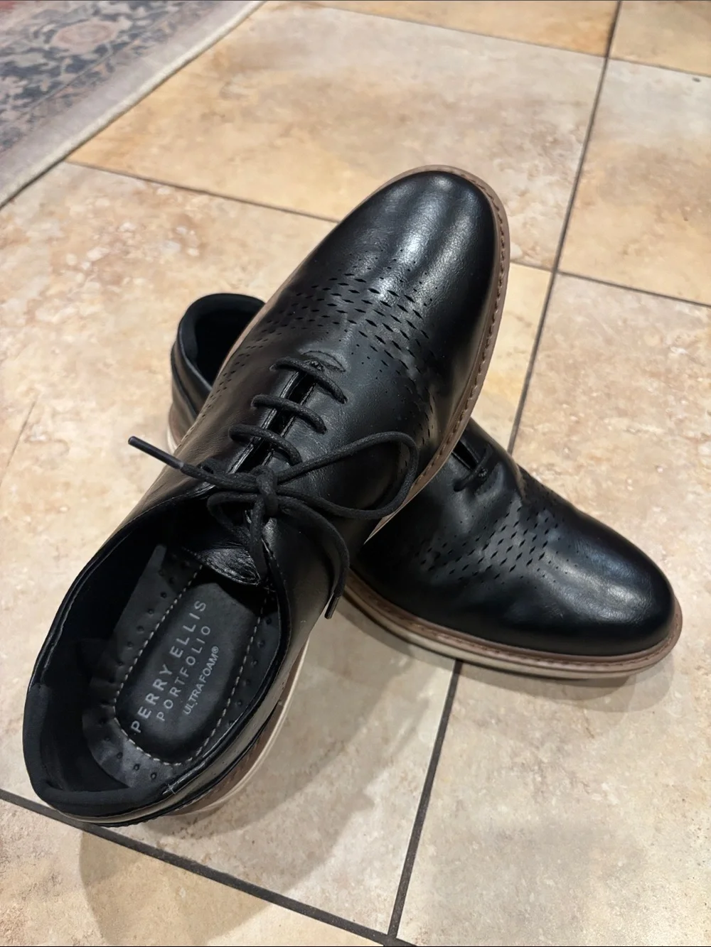 Perry Ellis Portfolio ultra FoamBlack Men's Lace-Up Dress Shoes size 10